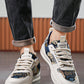 Men's Vintage Oil Painting Pattern Lace-Up Casual Sneakers, Teens Random Printed Breathable Anti-Slip Canvas Shoes