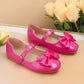 1 Pair Cute Butterfly Designed Solid Color Flat Slip-Resistant Leather Children Shoes Suitable For All Seasons