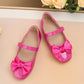 1 Pair Cute Butterfly Designed Solid Color Flat Slip-Resistant Leather Children Shoes Suitable For All Seasons