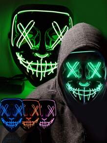 1pc LED Mask That Glows In The Dark, Perfect For Parties, Raves, Scary Cosplay (No Batteries Included) Halloween Skull Skeleton