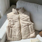 Comfortcana Winter Zip Up Double Face Snap Button Corduroy Drawstring Puffer Vest Coat