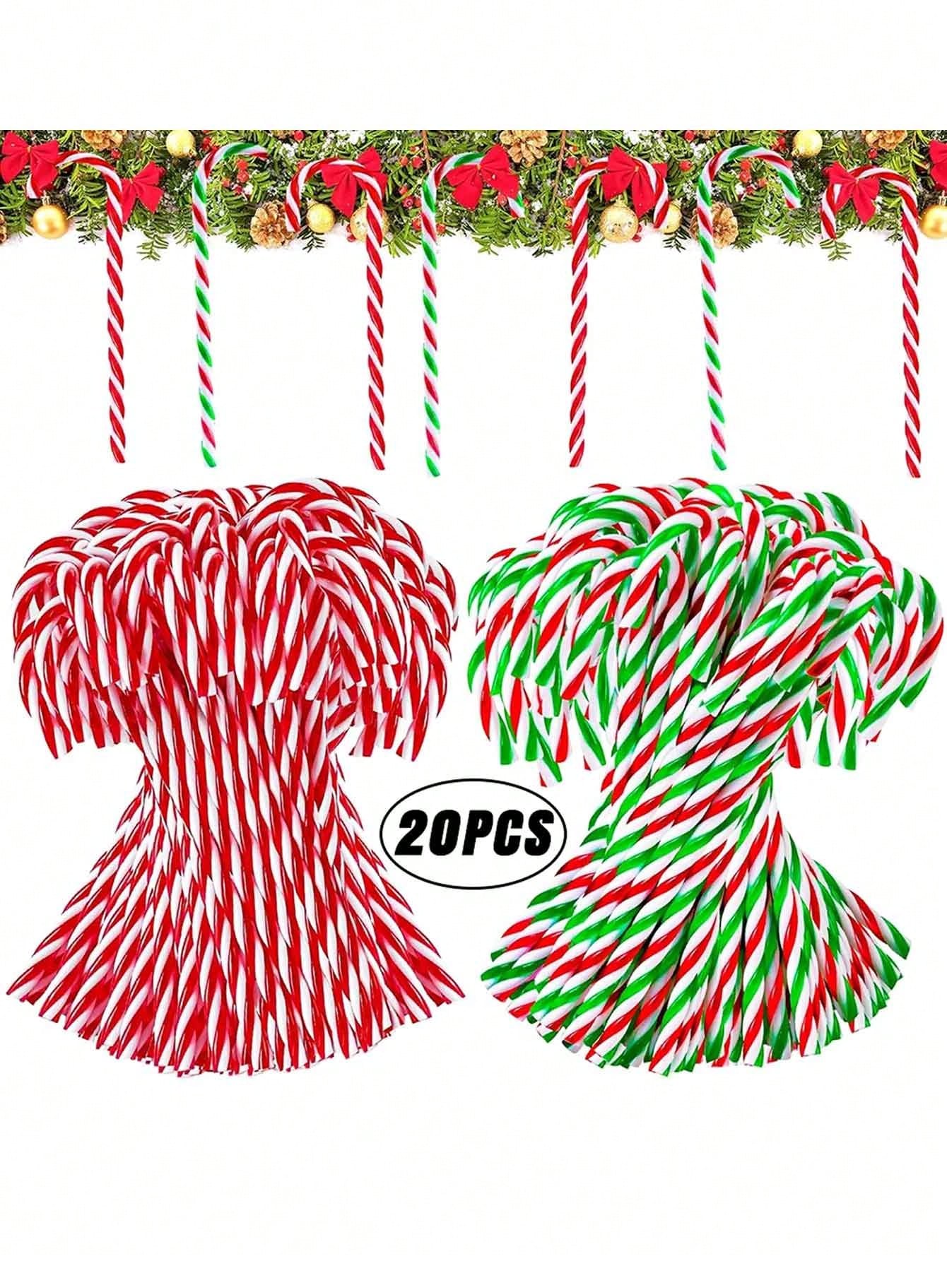 10/20Pcs Christmas Candy Cane Pendant, Christmas Tree Crafts, Confrontation Ornaments, Home Party Favors, Green And Red Lollipop Decorations