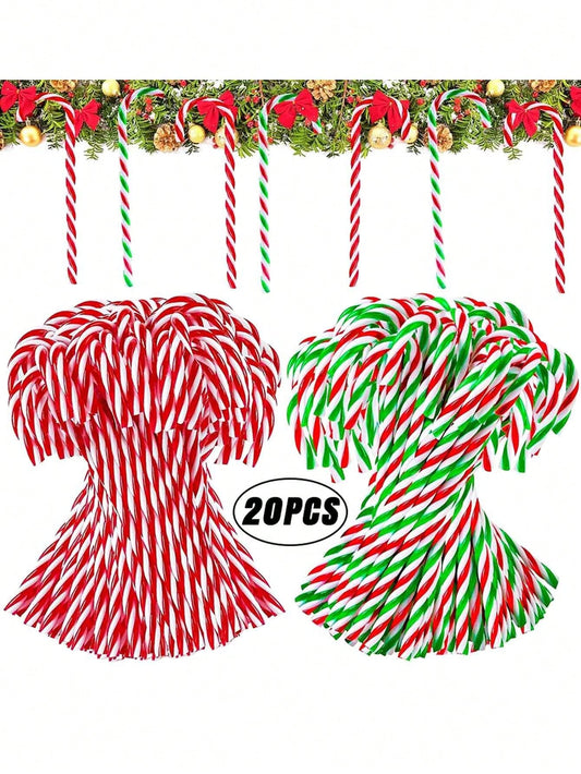 10/20Pcs Christmas Candy Cane Pendant, Christmas Tree Crafts, Confrontation Ornaments, Home Party Favors, Green And Red Lollipop Decorations