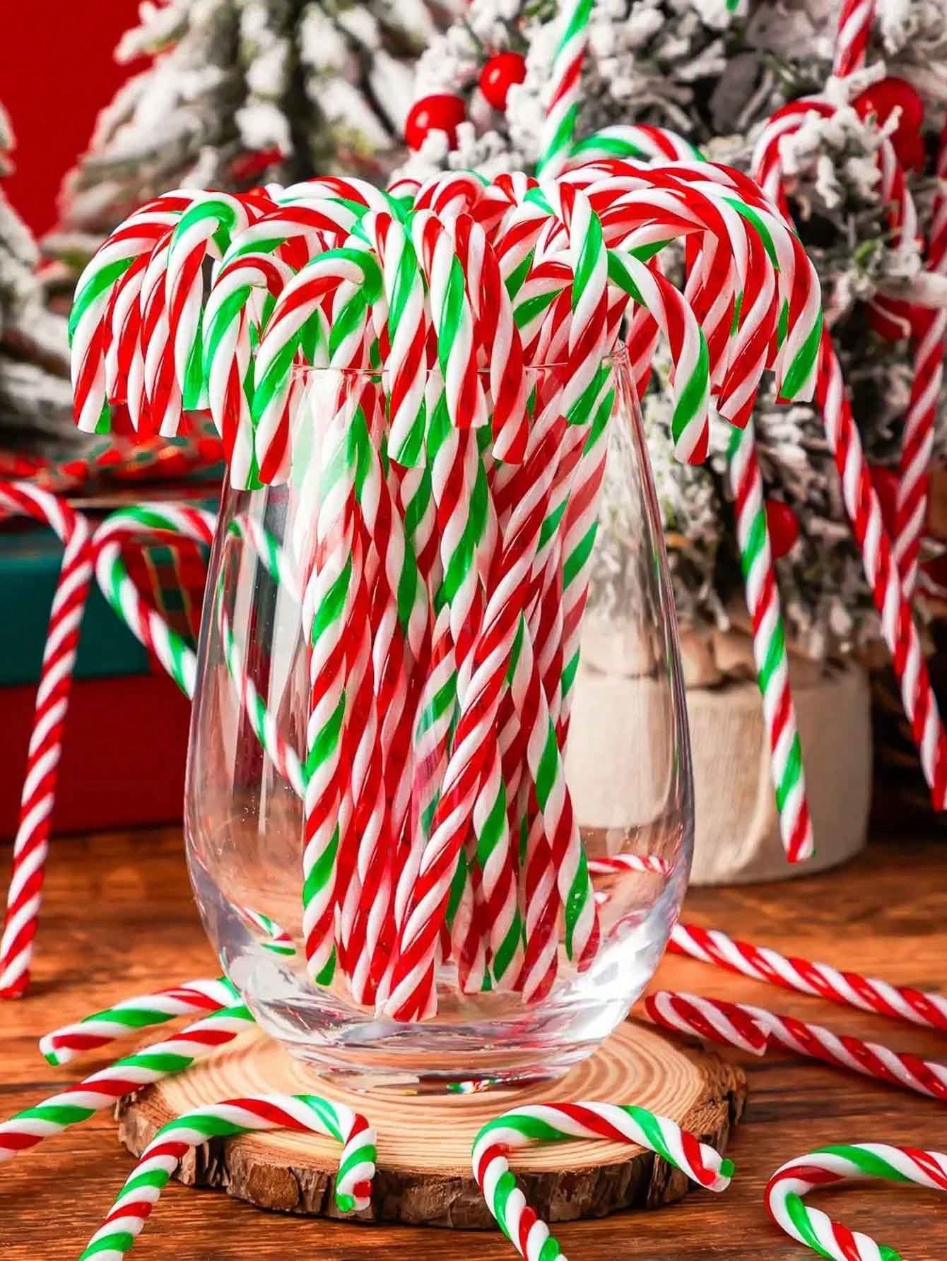 10/20Pcs Christmas Candy Cane Pendant, Christmas Tree Crafts, Confrontation Ornaments, Home Party Favors, Green And Red Lollipop Decorations