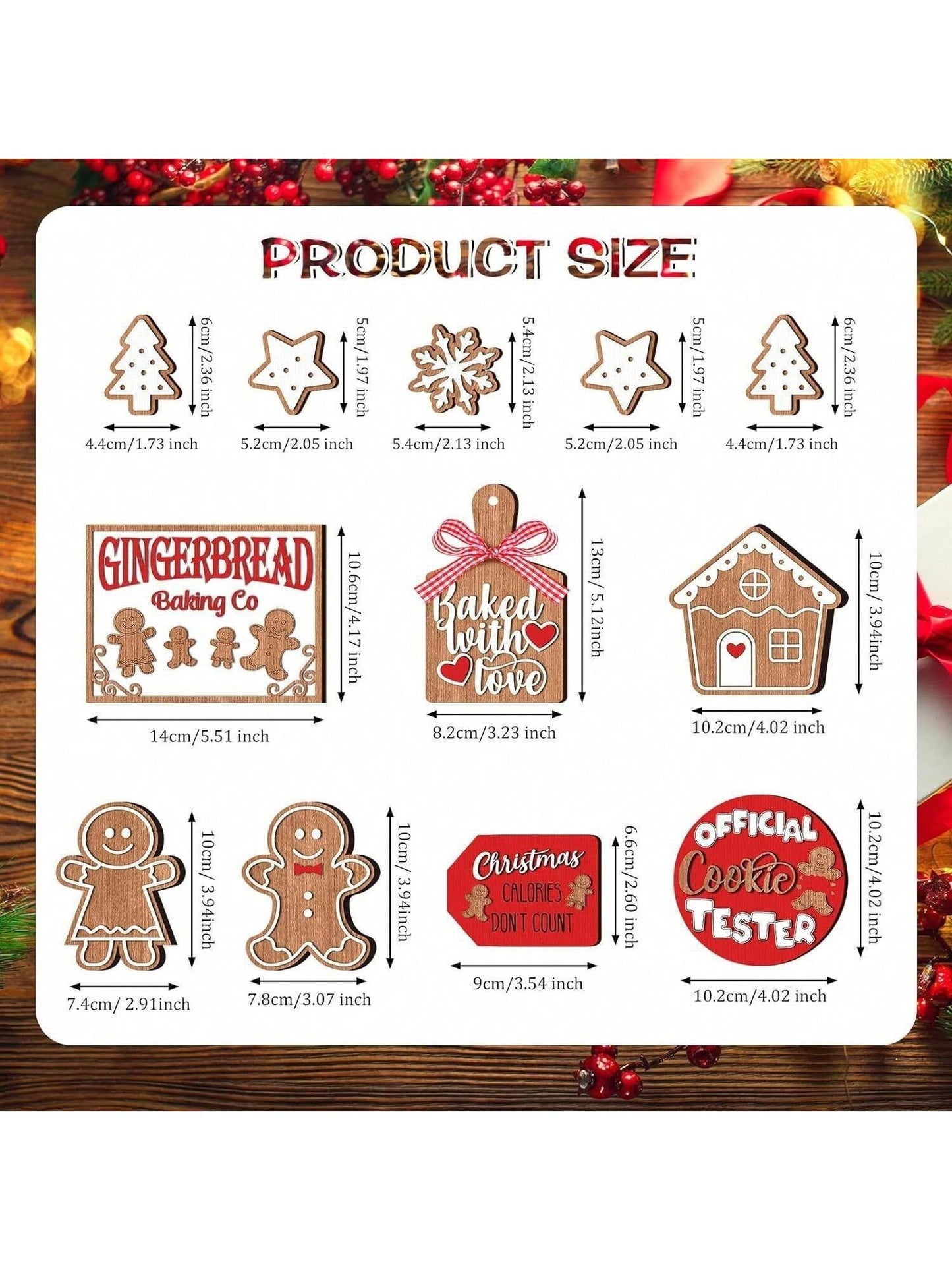 12pcs Christmas Wooden Cartoon Figurine Multilayer Tray Ornaments, Seasonal Wooden Desktop Decoration,Christmas