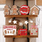 12pcs Christmas Wooden Cartoon Figurine Multilayer Tray Ornaments, Seasonal Wooden Desktop Decoration,Christmas