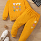 2pcs Young Girl Heart Print Crew Neck Sweatshirt And Jogger Pants Casual Loose Set, Spring Autumn