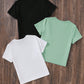 3pcs Tween Girls' Spring/Summer Knitted Crew Neck Short Sleeve Sporty