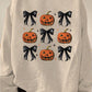 Unity Women's Fall Halloween Pumpkin Bow Print Crew Neck Long Sleeve Sweatshirt, Autumn Clothes