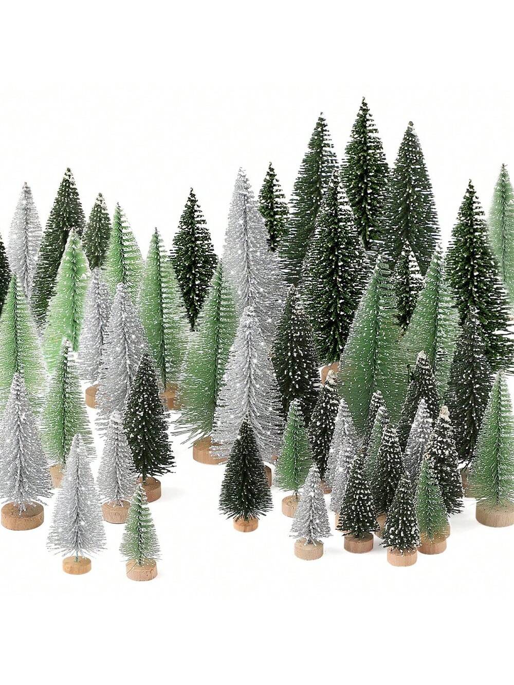 6Pcs Christmas Decorations Mini Christmas Trees, Artificial Christmas Tree Bottle Brush Trees With Wooden Base For Christmas Decor Christmas Party Home Table Craft, Photography Decorative Ornaments