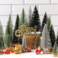 6Pcs Christmas Decorations Mini Christmas Trees, Artificial Christmas Tree Bottle Brush Trees With Wooden Base For Christmas Decor Christmas Party Home Table Craft, Photography Decorative Ornaments