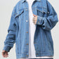 Manfinity EMRG Men's Light Blue Oversized Denim Jacket With Frayed Patches And Drop Shoulders