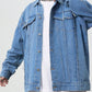 Manfinity EMRG Men's Light Blue Oversized Denim Jacket With Frayed Patches And Drop Shoulders