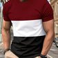 Men's Summer Colorblock T-Shirt, Breathable And Comfortable Casual Sports Fitness Beach Vacation Short Sleeve Tee With Round Neck