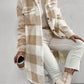 Women Single-Breasted Lapel Fluffy Plaid Long Coat, Autumn/Winter