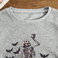 x Carly Lawrence SHEIN EZwear Women's Pumpkin Bat Skeleton Halloween Print Crew Neck Long Sleeve Sweatshirt