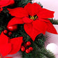 1pc Christmas Garland Decoration, Artificial Red Christmas Flower Garland, Christmas Holiday Fireplace Decor, Christmas Wreath Hanging Decor With Green Leaves For Fireplace, Stairs, Door Holiday Decoration,Christmas