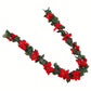 1pc Christmas Garland Decoration, Artificial Red Christmas Flower Garland, Christmas Holiday Fireplace Decor, Christmas Wreath Hanging Decor With Green Leaves For Fireplace, Stairs, Door Holiday Decoration,Christmas