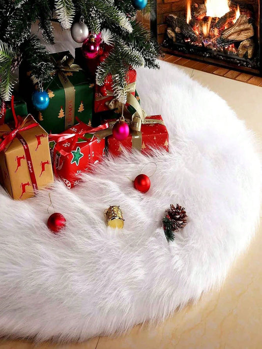 1pc 78/90/122/150cm Christmas Tree Skirt Fur Snowy, Luxury Plush Tree Decorations, Holiday Romantic Decor For Xmas Party Home Market Indoor Outdoor