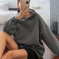 DAZY 1pc Hooded Casual Fleece Lined Solid Color Unisex Loose Sweatshirt