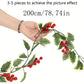 1Pc 2M Artificial Holly Leaves With Garland, Light Garland, Red Berry Garland, DIY Confrontation Ornament, Openly Christmas Tree Party,Christmas