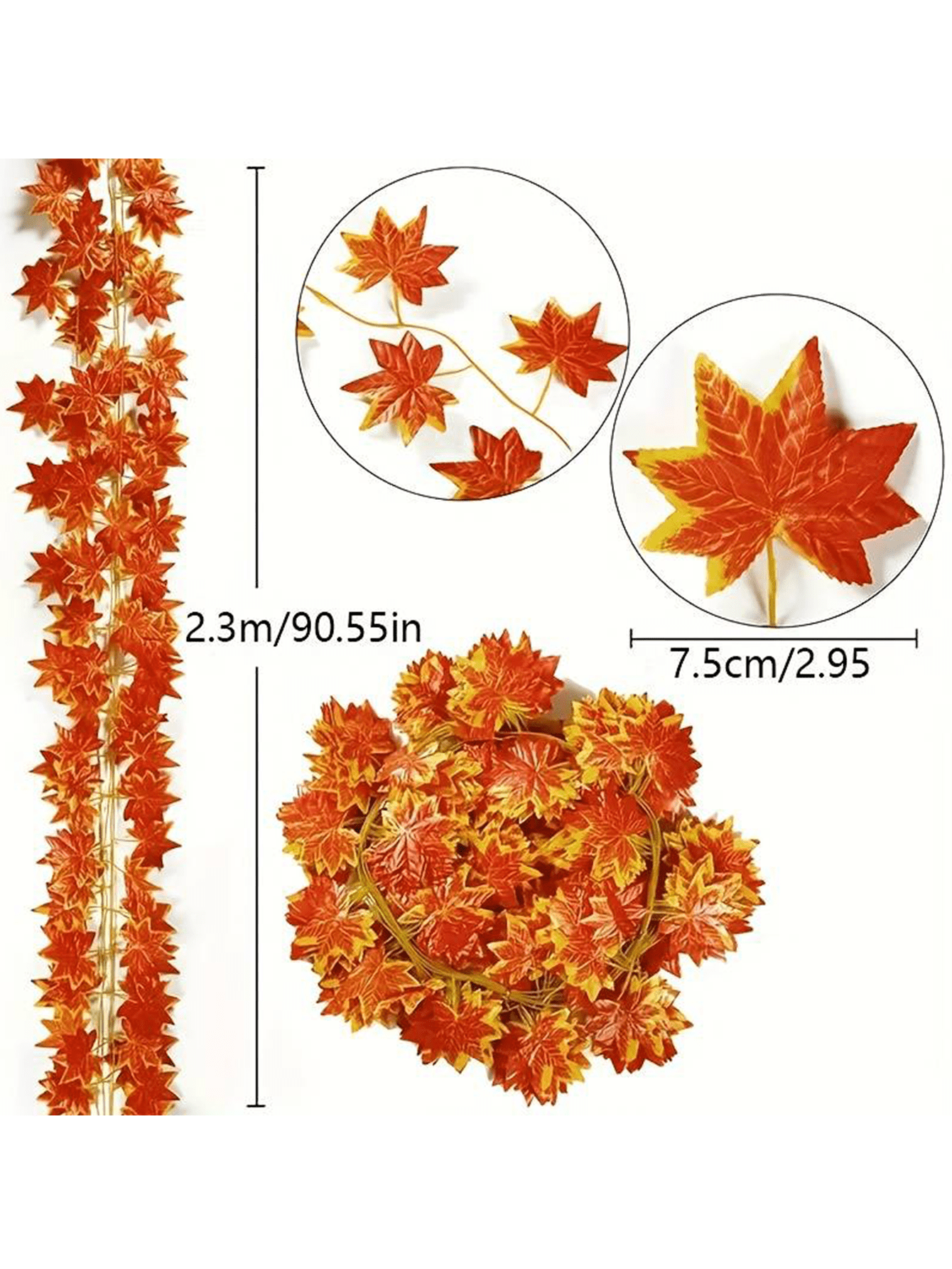 1pc Imitation Fall Fake Maple Leaf Wreath Thanksgiving Autumn Wreath, Wedding Decorations And Harvest Day Halloween Decorations, Hanging Vine Wreath Plant Decorations, Halloween Party Decoration Supplies, Thanksgiving Decorations Fall Autumn,Christmas