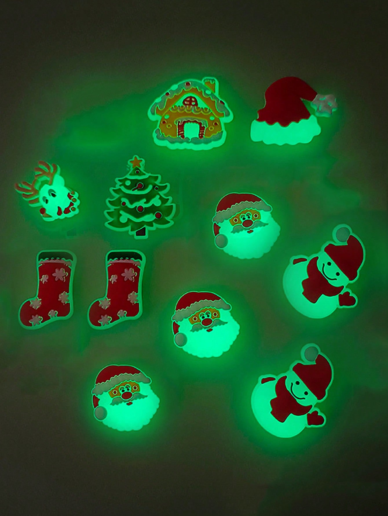 7pcs Luminous Shoe Charms For Christmas Gifts, Glow In The Dark Santa Claus Shoe Accessories