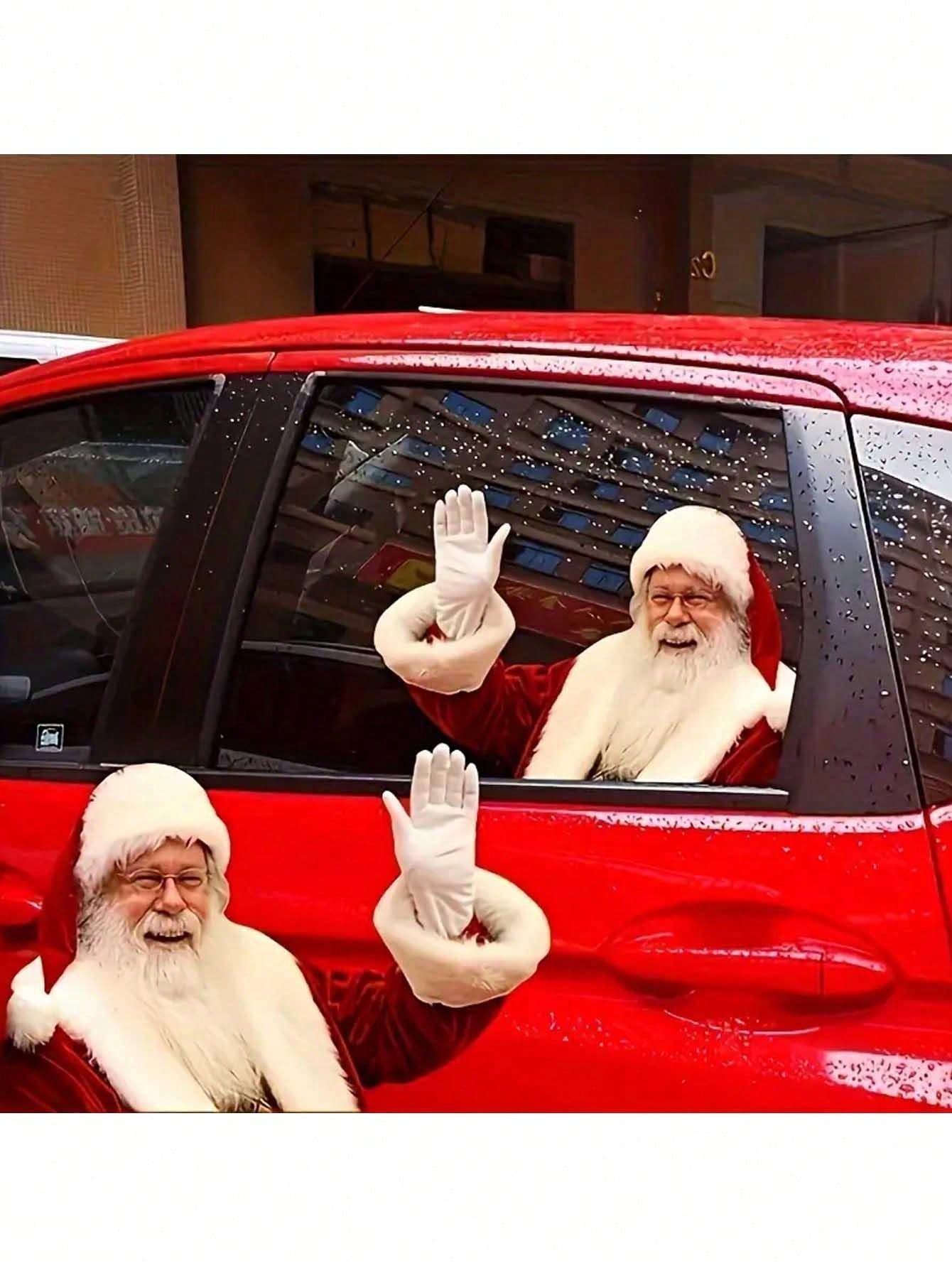 1pc Waterproof Realistic Santa Claus Stickers Christmas Car Window Glass Decal Decoration Ride With Santa Funny Christmas Window Clings,Christmas