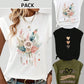 LUNE 3pcs/Set Casual Floral Heart And Leopard Print Round Neck Fitted T-Shirt For Women, Summer