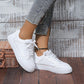 Women White Sneakers Spring Autumn Sport Running Shoes Casual Lace Up Flat Skid-Proof Shoes