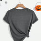 LUNE Casual Minimalist Halloween Skull Graphic Round Neck Short Sleeve Loose Fit T-Shirt For Women, Suitable For Summer, Cotton Blend