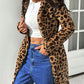 EZwear Zippered Hooded Leopard Print Flannel Coat