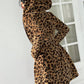 EZwear Zippered Hooded Leopard Print Flannel Coat