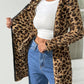 EZwear Zippered Hooded Leopard Print Flannel Coat