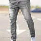 Men's Fashionable Distressed Patch Skinny Jeans, Trendy Denim Pants