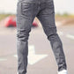 Men's Fashionable Distressed Patch Skinny Jeans, Trendy Denim Pants