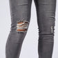 Men's Fashionable Distressed Patch Skinny Jeans, Trendy Denim Pants