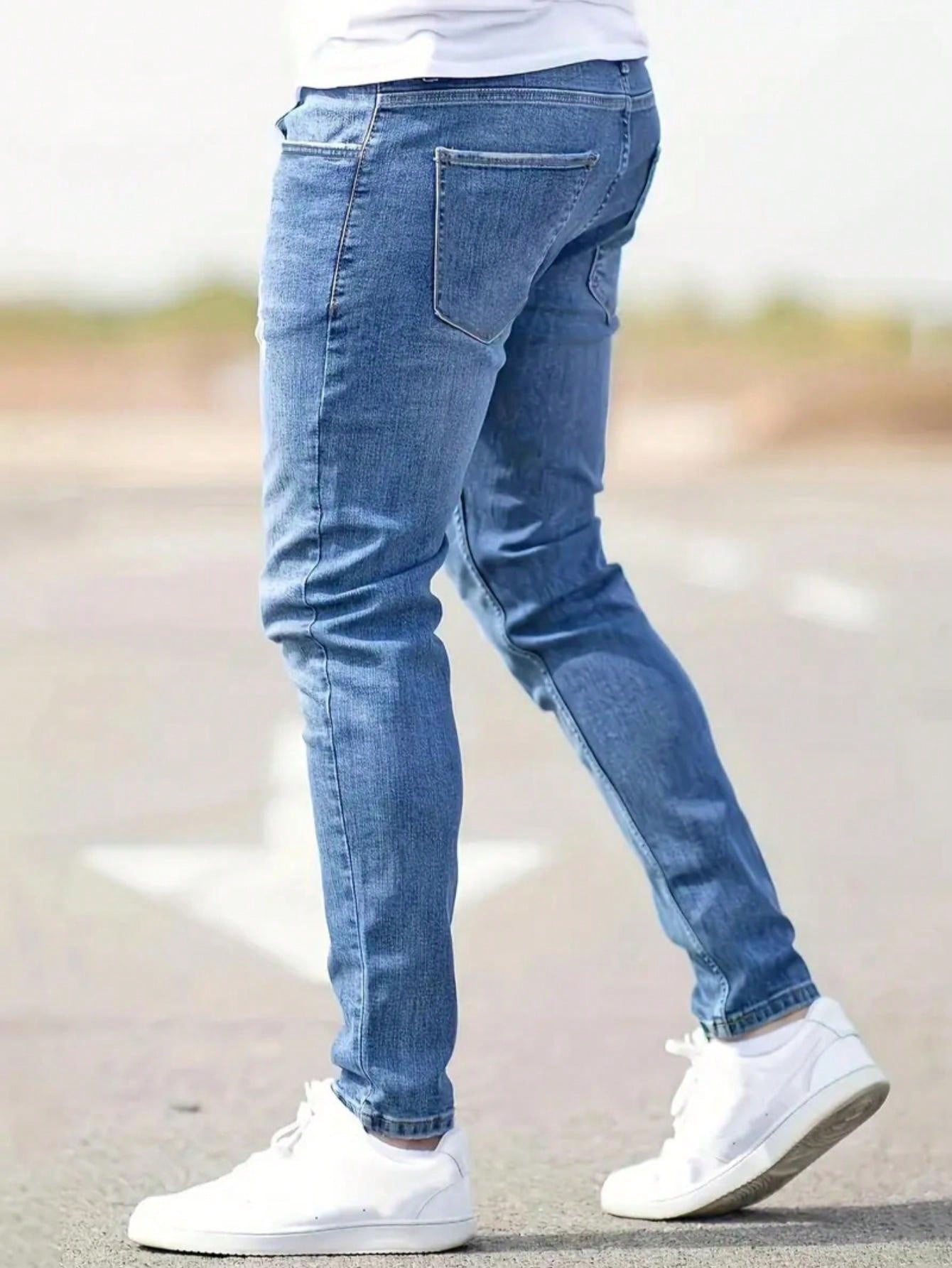 Men's Skinny Distressed Jeans, Stretch Casual Slim Fit Pants