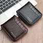 1pc New Men's Wallet, Crocodile Print PU Leather, Multi-Function Zipper, Fashionable Casual Short Wallet, Suitable For Youth, Student, Travel, All-Match Card Holder