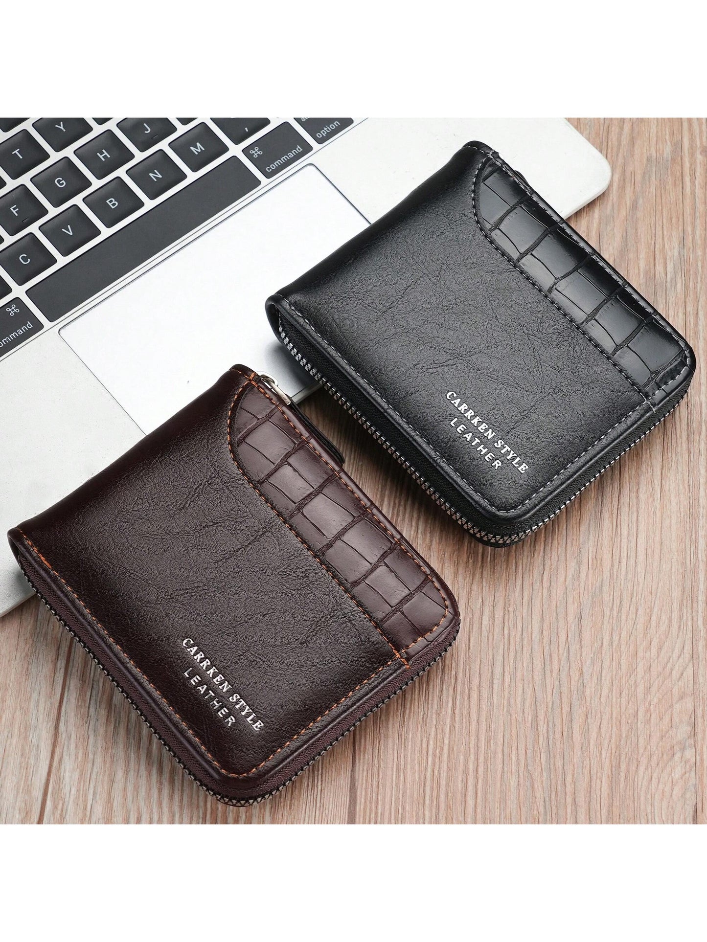 1pc New Men's Wallet, Crocodile Print PU Leather, Multi-Function Zipper, Fashionable Casual Short Wallet, Suitable For Youth, Student, Travel, All-Match Card Holder