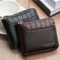 1pc New Men's Wallet, Crocodile Print PU Leather, Multi-Function Zipper, Fashionable Casual Short Wallet, Suitable For Youth, Student, Travel, All-Match Card Holder