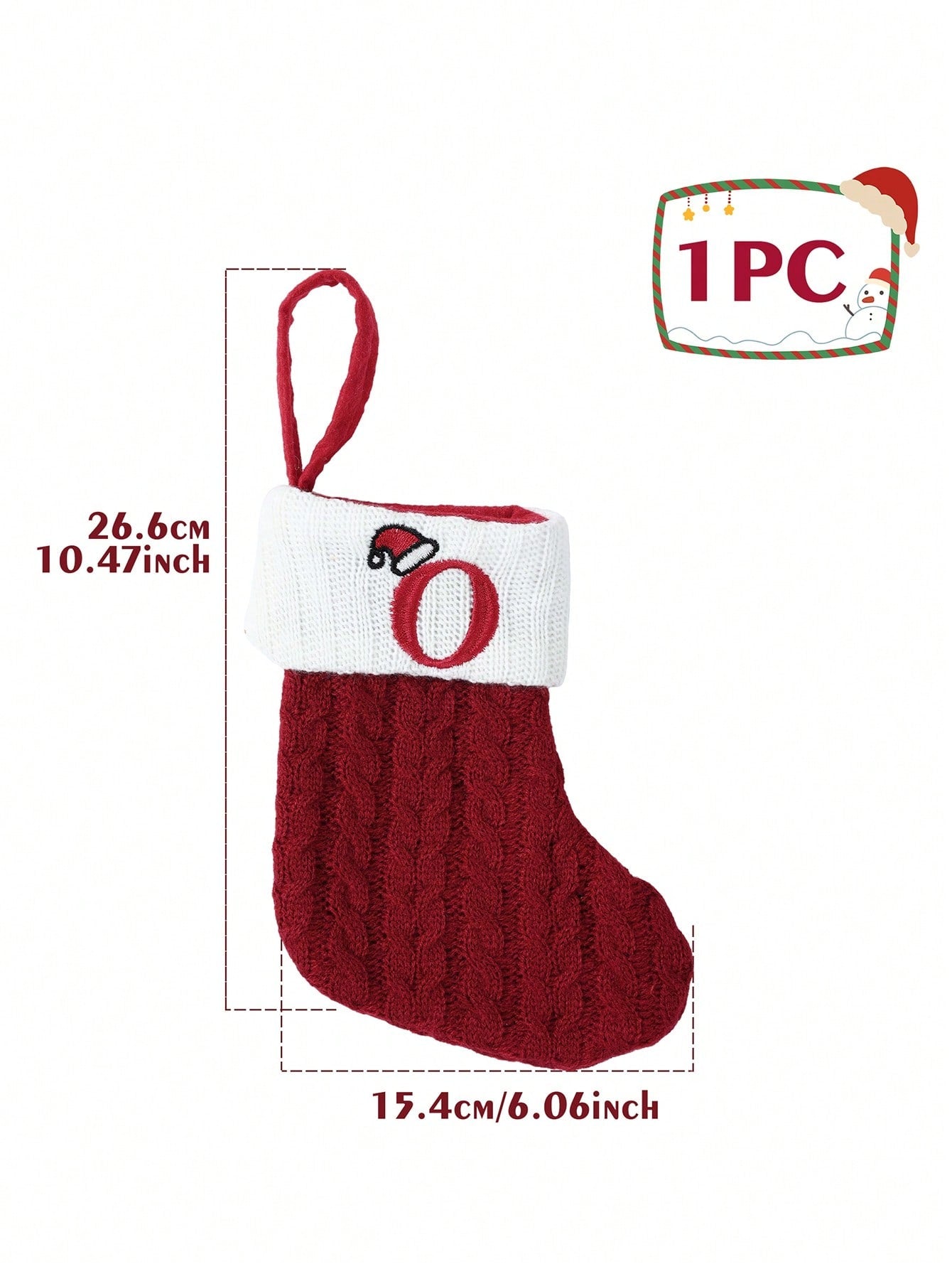 1Pc Embroidered Christmas Stockings,Knitted Alphabet A~Z Christmas Socks,Merry Christmas Hat Letter A~Z Knitted Socks,Christmas Tree Ornament,Home Decor,Christmas Decoration,Xmas Party Decor Party Supplies,2025 New Year Decor,Christmas