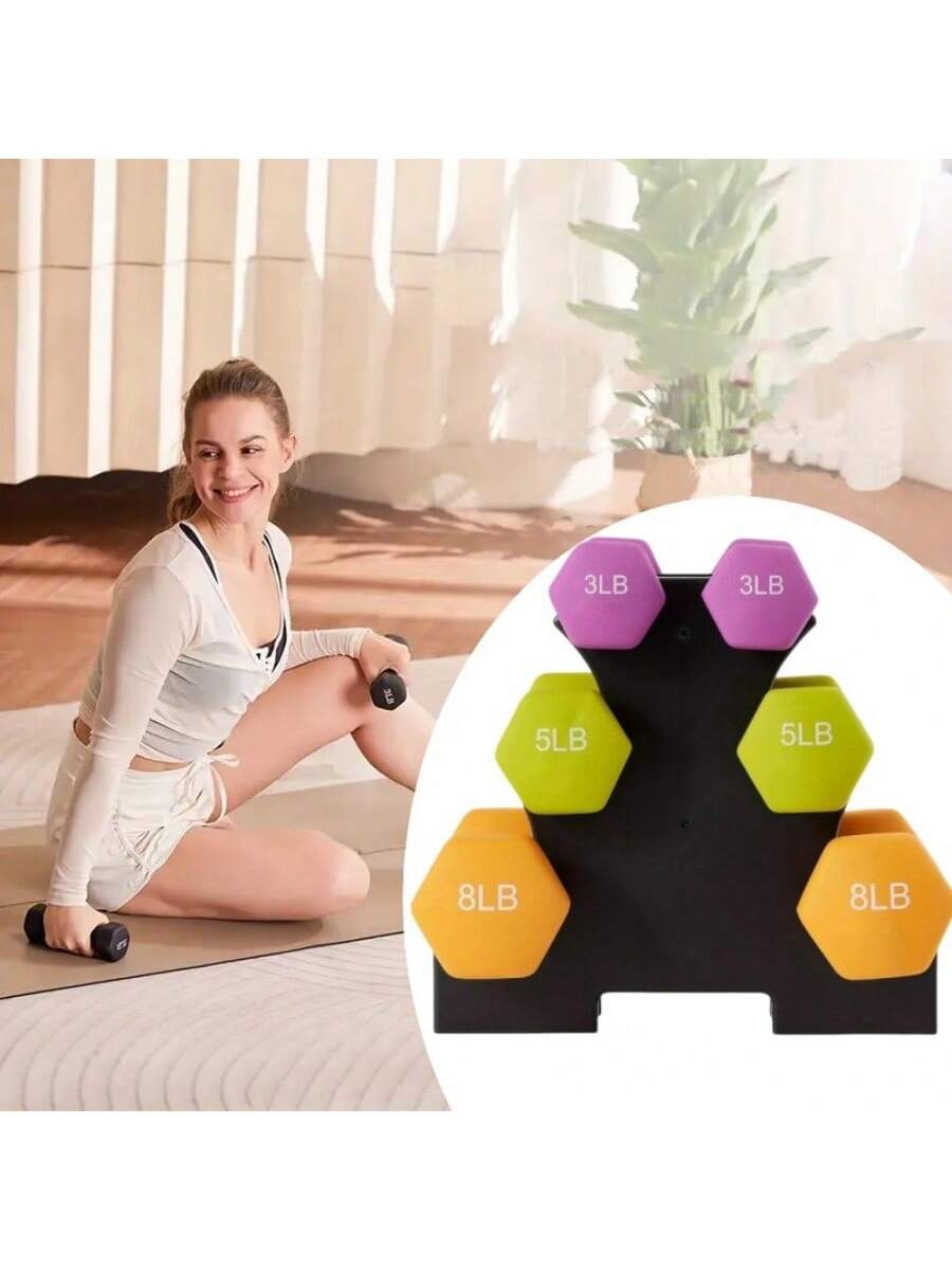 1pc Dumbbell Weights Set With Stand, 32lbs Neoprene Coated , Hex Shape Anti Slip And Roll Dumbbells For Exercise, Training, Fitness, Yoga