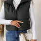 Frenchy Women's Fall Winter Turndown Collar Quilted Sleeveless Short Padded Coat , Puffer Vest - Black