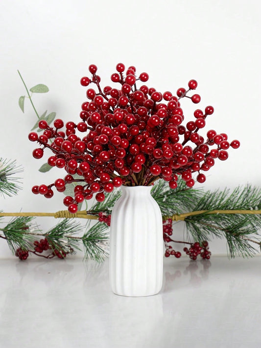 1pc Artificial Red Berry Stem 7.1 Inch Christmas Berry Pick With Winterberry Christmas Winter Cottage DIY Decor,Christmas