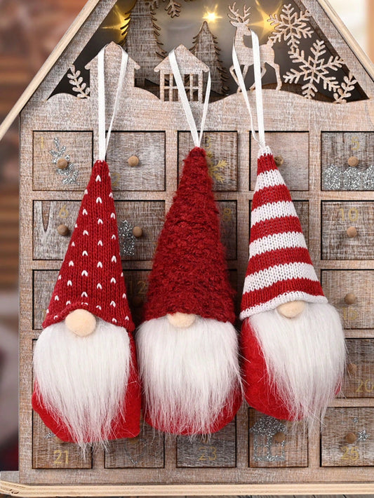 3pcs Christmas No-Face Old Man Pendant, Christmas Decorations, Gnome Couple Doll Ornament,Window Decoration,Christmas Tree Decor,Home Decor, Room Decor, Christmas Decor,Noel,Navidad,Christmas Ornaments,Christmas