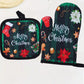 2Pcs Christmas Heat Insulation Oven Gloves,Santa Claus Snowman Pattern,Christmas Decorations,Kitchen Essentials, Baking Tools,Holiday Cooking And Baking Supplies,Xmas Party Decor,Merry Christmas,2025 New Year Decor