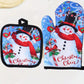 2Pcs Christmas Heat Insulation Oven Gloves,Santa Claus Snowman Pattern,Christmas Decorations,Kitchen Essentials, Baking Tools,Holiday Cooking And Baking Supplies,Xmas Party Decor,Merry Christmas,2025 New Year Decor