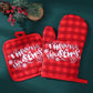 2Pcs Christmas Heat Insulation Oven Gloves,Santa Claus Snowman Pattern,Christmas Decorations,Kitchen Essentials, Baking Tools,Holiday Cooking And Baking Supplies,Xmas Party Decor,Merry Christmas,2025 New Year Decor