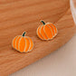 2pcs Elegant Simple Gold Pumpkin Stud Earrings, European And American Fashion Suitable For Women To Wear On Halloween, Thanksgiving And Daily Occasions